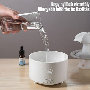 Forgó Esernyő Aromadiffúzor Esőcsepp Hatással – 7 Színű LED Hangulatvilágítással, Időzítővel és Automatikus Kikapcsolással - BShopy