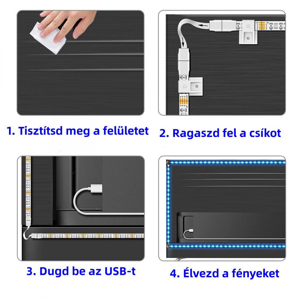 Innolight 4×0,5 m LED Szalag - TV/monitor Háttérvilágítás, Energiatakarékos LED Csík - BShopy