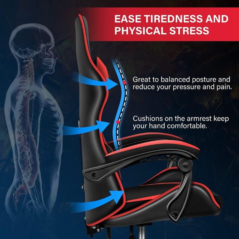 Insma Fekete - Piros Ergonomikus Gamer Szék - BShopy