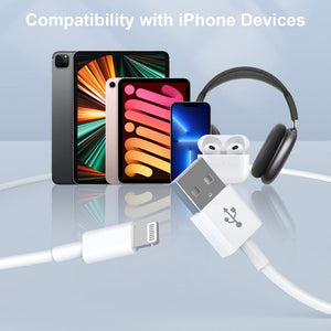iPhone Töltő Szett (5 db) - Lightning Kábel és Adapter, Fehér - BShopy