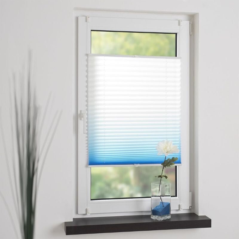 JalousieCrew Klemmfix Pliszé Árnyékoló Roló 120 x 130 cm, Kék - Fehér - BShopy