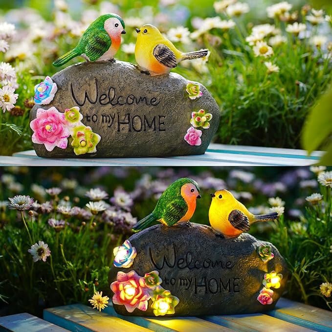 JeeYee Kültéri Napelemes Madaras Szolár Díszlámpa "Welcome to My Home" Felirattal - Kerti LED - BShopy