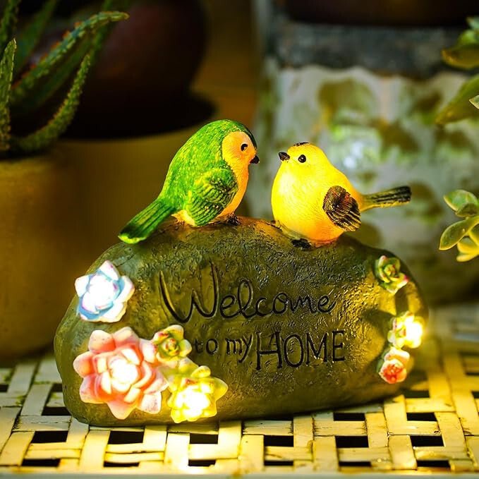 JeeYee Kültéri Napelemes Madaras Szolár Díszlámpa "Welcome to My Home" Felirattal - Kerti LED - BShopy