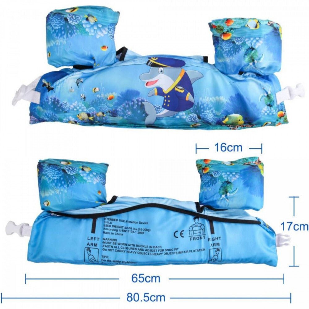 JEVDES Gyerek Úszómellény + Karúszó - Delfines Mintával (9 - 30 kg) - BShopy