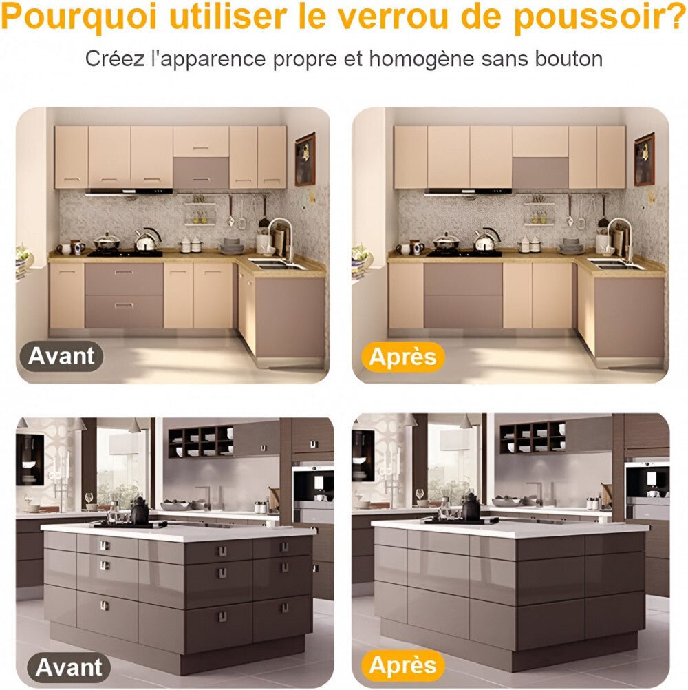 JIAYI Mágneses Tolózár Készlet Szekrényekhez - 10 db - os, Ezüst Színű, Önzáró Bútorzár - BShopy