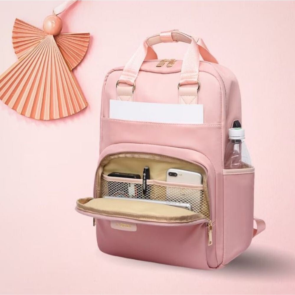 J.QMEI laptop hátizsák, táska USB csatlakozóval (rózsaszín) - BShopy