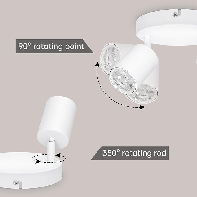 Kambo 2 Égős Kör Alakú Forgatható LED Mennyezeti Spotlámpa (Fehér) - BShopy