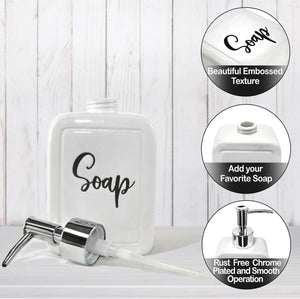 Kerámia Szappanadagoló 380ml - Konyhai és Fürdőszobai Adagoló, 2 db Rozsdamentes Pumpafejjel - BShopy