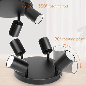 Spot de tavan LED Ketom GU10 rotativ, reglabil, cu 4 direcții (negru) - BShopy