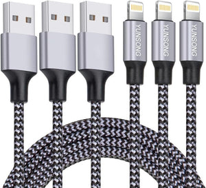 MFi - Tanúsítvánnyal Rendelkező iPhone 1m - es Nylon Fonott Györstöltő USB Kábel 3db - BShopy