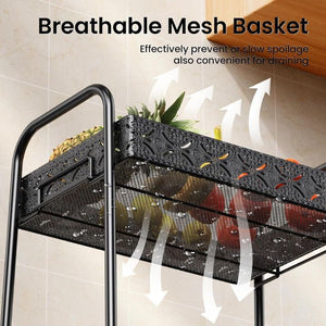 PKBD 3 Szintes Fém Gurulós Tároló - Zárható, Kerekes Szekrény Fekete Színben - BShopy