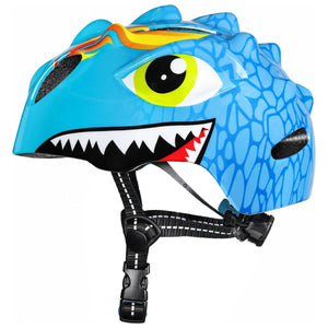 Cască de bicicletă albastră pentru copii cu dinozaur