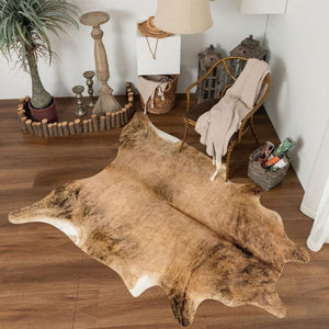 Taleta Rusztikus Műbőr Szőnyeg – Marhabőr Mintás Nagyméretű Szobai Szőnyeg (155x190 cm) - BShopy