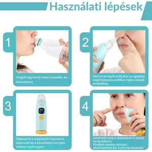 Újratölthető Elektromos Orrszívó – 3 Szívófej, Zene és LED Fény, Vízálló - BShopy