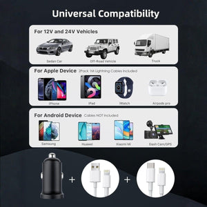 USB-C Autós Töltőadapter - 43W, 2 Portos Gyorstöltő Telefonhoz és Tablethez-BShopy