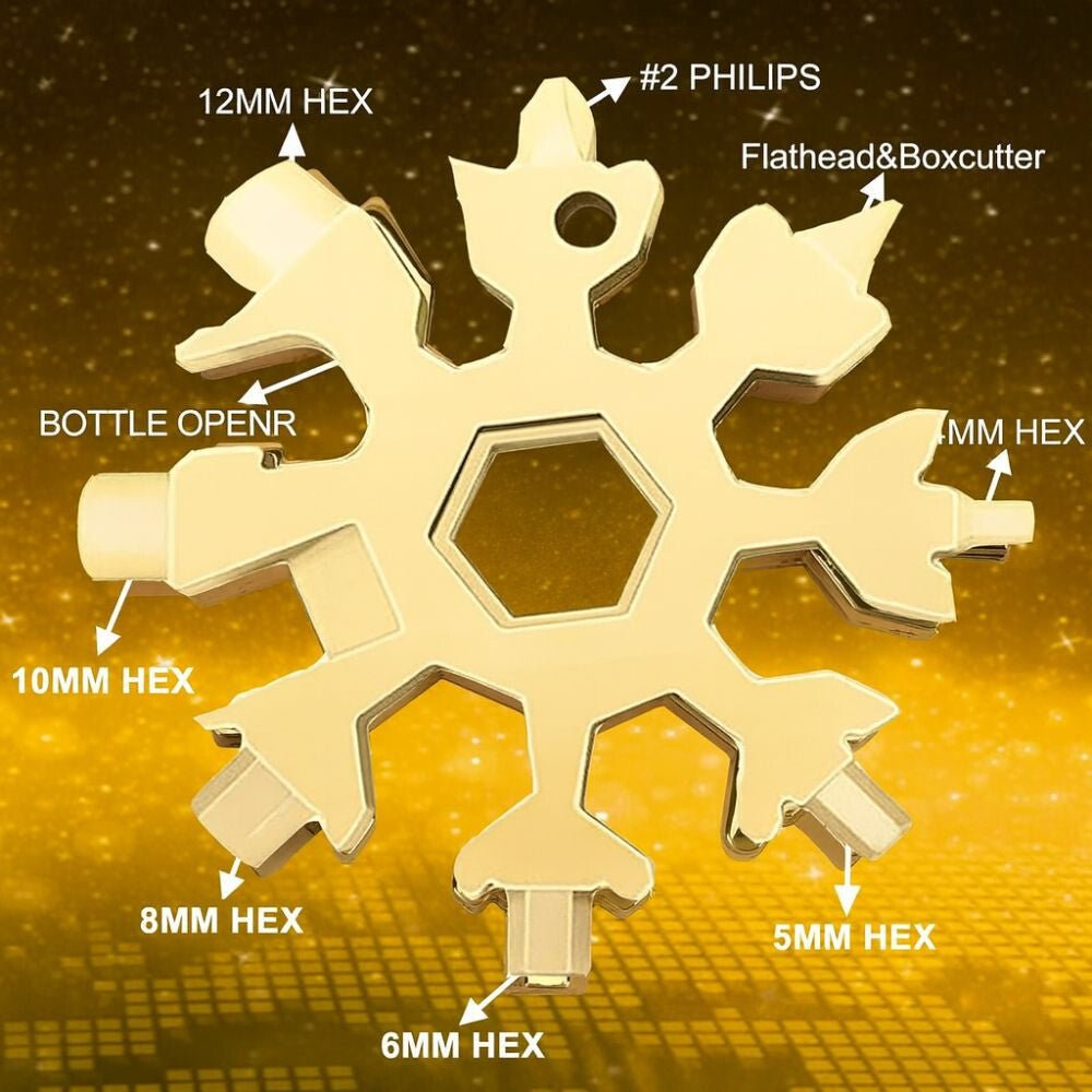 18 az 1 - ben Hópehely Multiszerszám – Rozsdamentes Acél Kulcstartó - BShopy