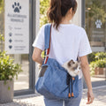 Doglemi Geantă de Transport pentru Animale din Denim cu Curea de Umăr - Pentru Câini Mici și Mijlocii