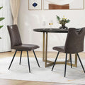 Scaune de Dining Calais cu Mâner 2 buc – Piele Ecologică Maro