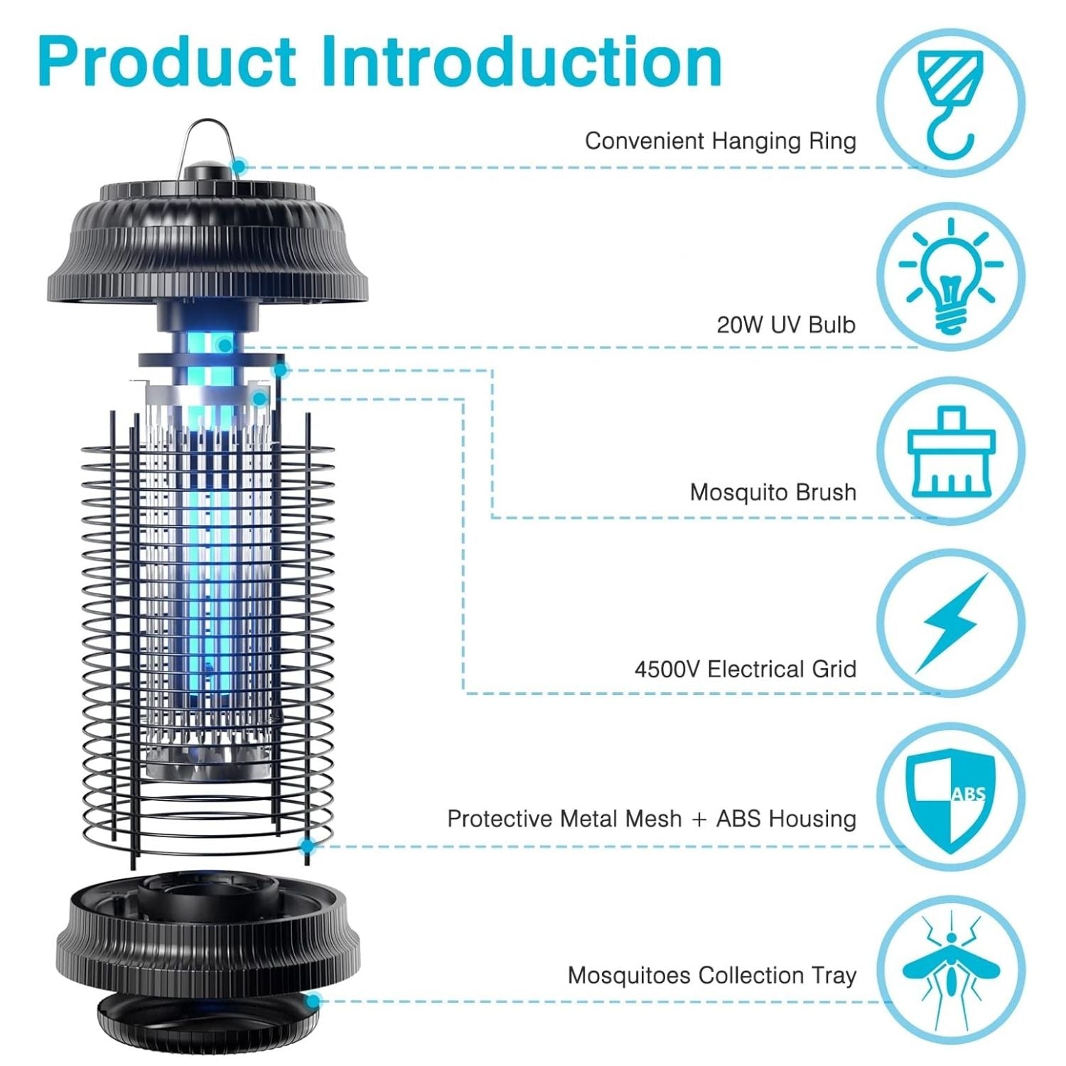 Palone MWS-028 Elektromos UV Rovarcsapda - Szúnyogirtó Lámpa, 20W, 4500V