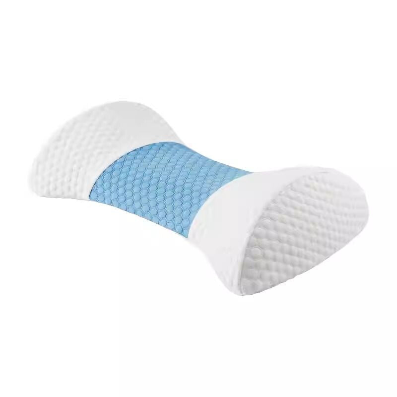 Perna Reglabilă pentru Suport Lombar Blux cu Pompă – Spumă Ortopedică cu Memorie, Albastru Deschis - Alb