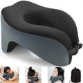 Pernă de călătorie Blux premium, în formă de U – Somn confortabil în timpul călătoriei – Negru – Albastru