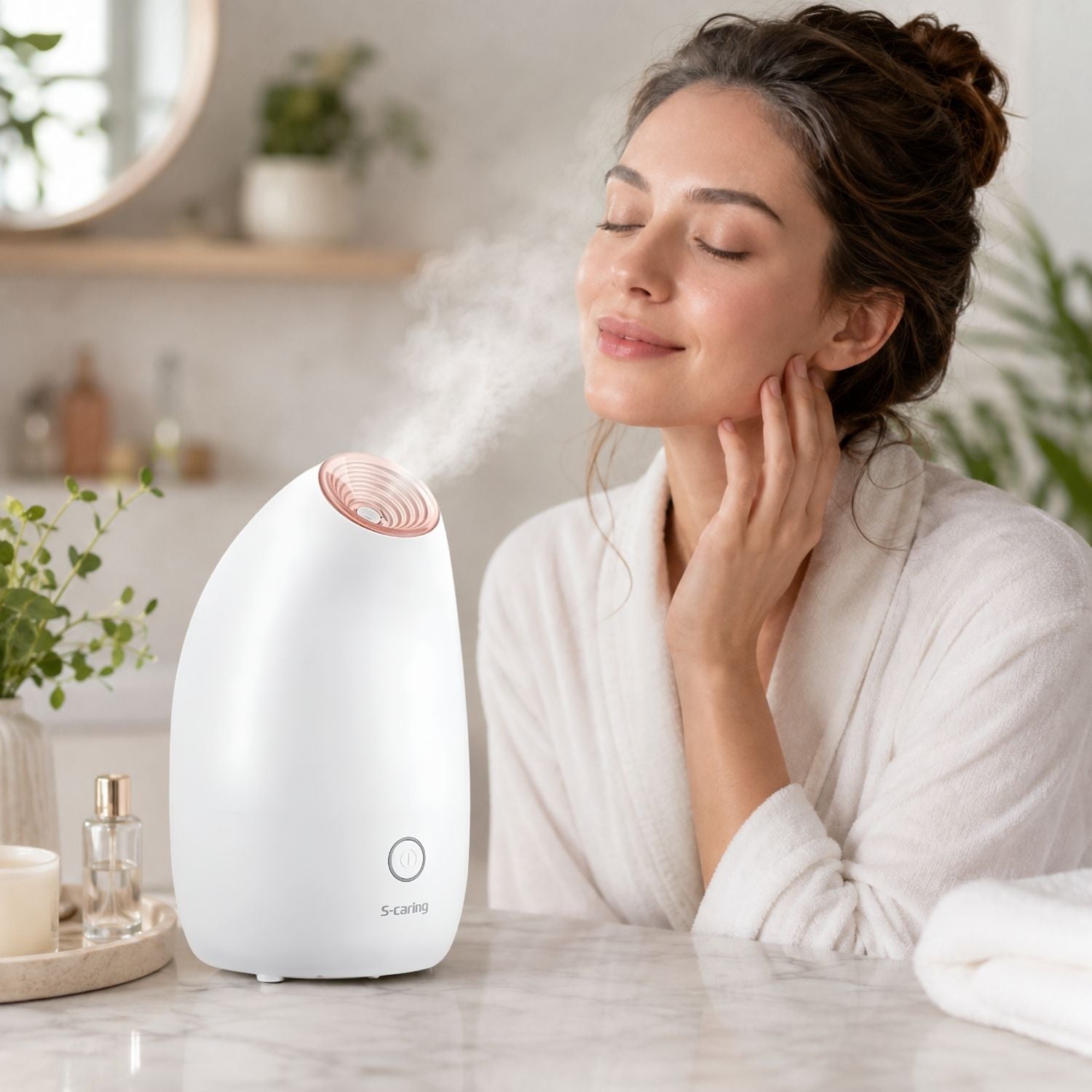 Ionișor facial S-caring - aparat pentru curățare profundă și hidratare (alb)