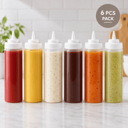 Set de sticle dozatoare – 6 bucăți de 230 ml, sticle din plastic pentru sosuri, utilizare în bucătărie