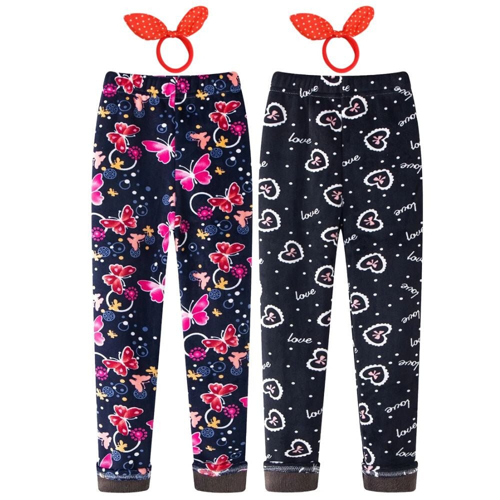 Adorel Téli Polár Gyermek Leggings Szett (2 db) – Pillangó és Szívecske Mintával (150) - BShopy