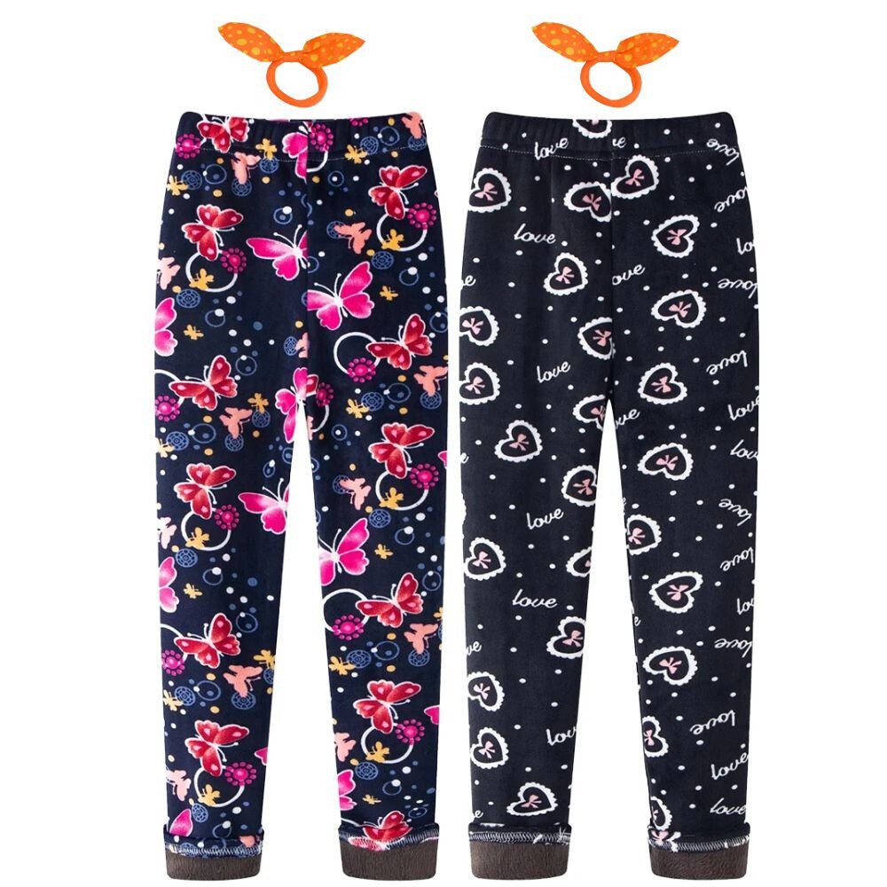 Adorel Téli Polár Gyermek Leggings Szett (2 db) – Pillangó és Szívecske Mintával - BShopy