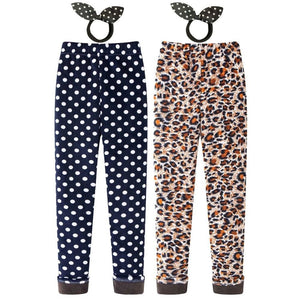 Adorel Téli Polár Gyermek Leggings Szett (2 db) – Pöttyös és Párduc Mintával (120) - BShopy