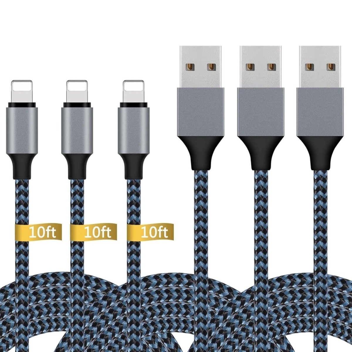 Apple MFi Tanúsítvánnyal Rendelkező iPhone Töltő - Fehér Lightning Kábel Szett (1 m, 3×2 m, 3 m) Gyorstöltéssel - BShopy