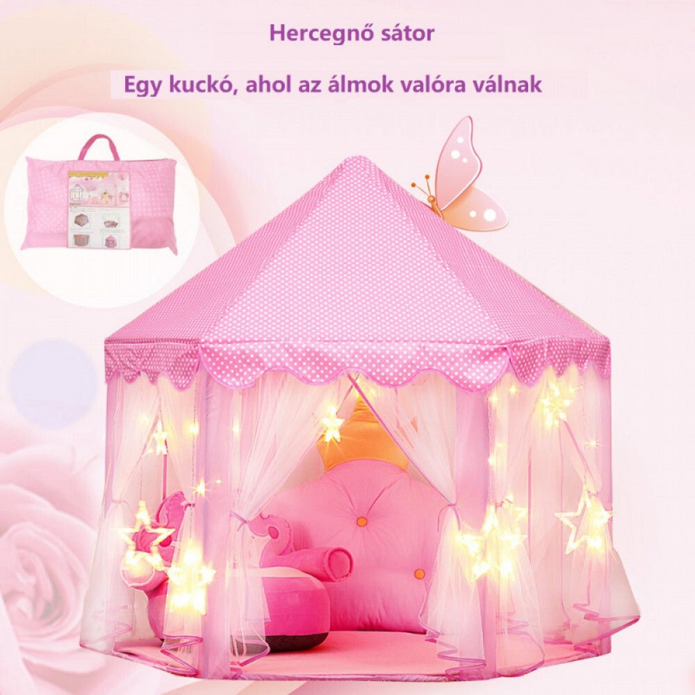 BDream Gyerek sátor, játszósátor beltérre és kültérre egyaránt, hercegnő rózsaszín ‎140 x 135 cm - BShopy