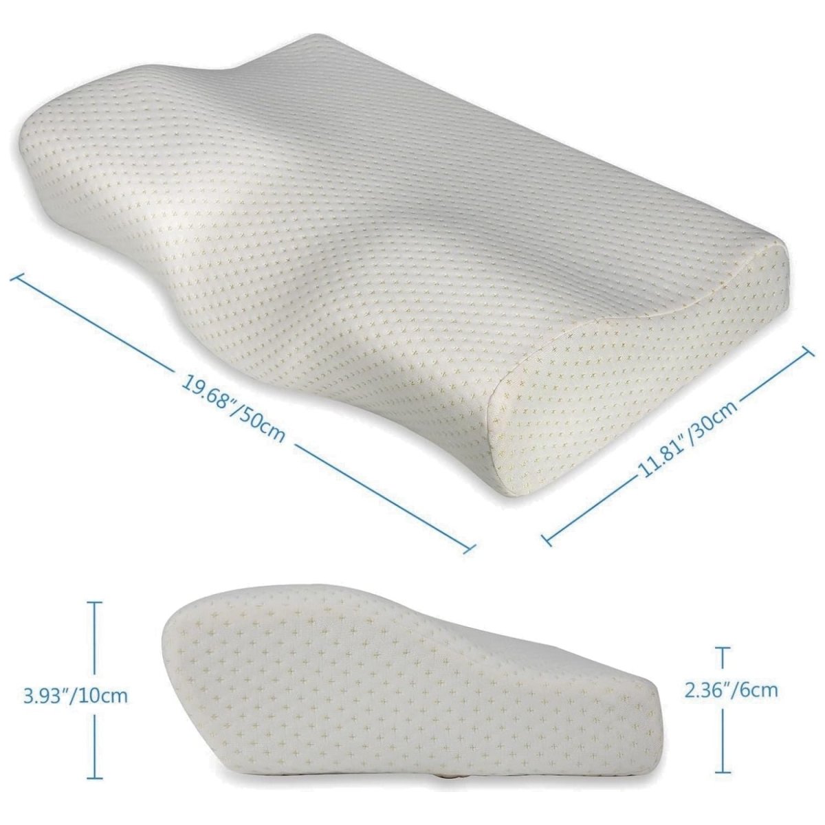 Blux Kényelmes Memóriahabos Párna Mosható Huzattal – 50×30×10/7 cm - Fehér-BShopy