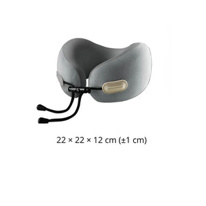 Pernă de gât pentru călătorie Blux din spumă cu memorie, cu husă de transport – 22×22×12 cm (±1 cm) – gri - BShopy