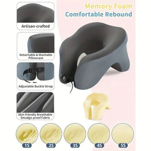 Pernă de călătorie pentru gât Blux Premium, în formă de U – somn confortabil pe drum – Negru – Albastru – BShopy