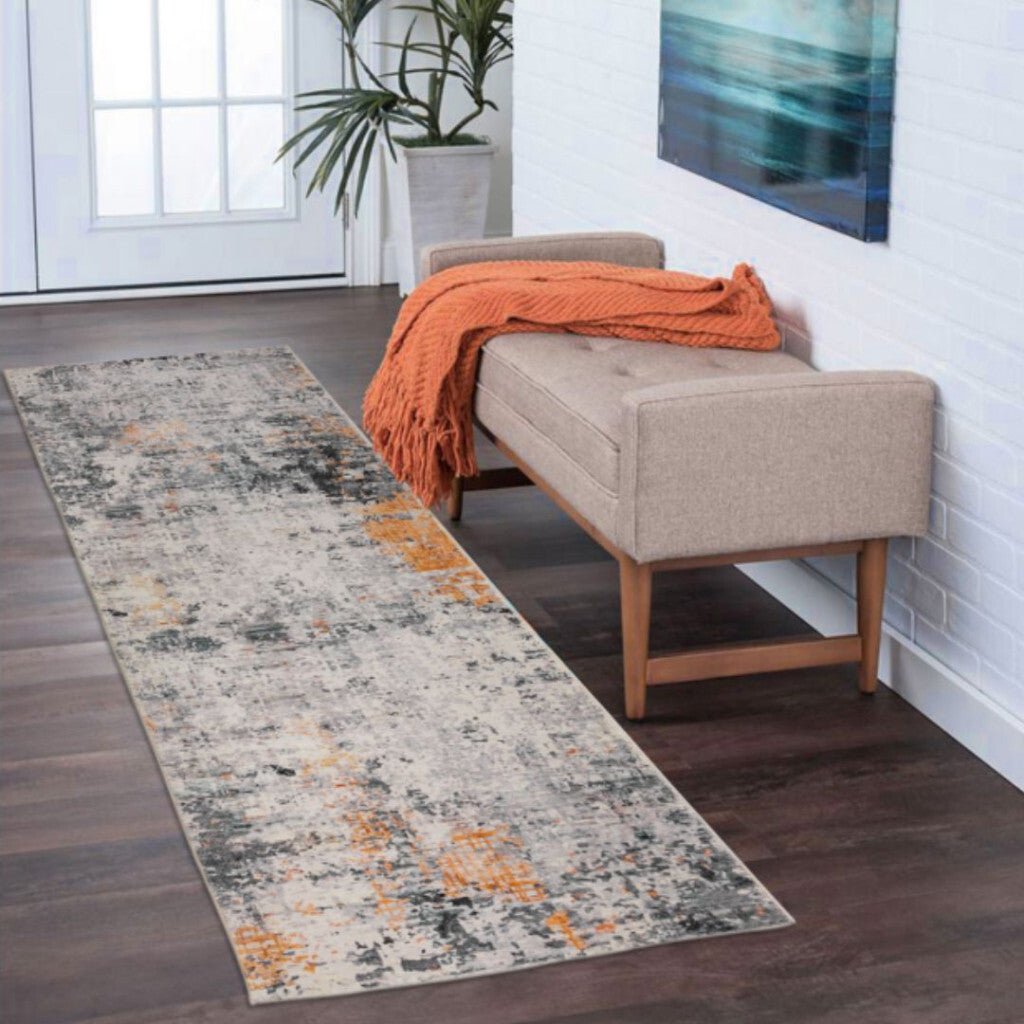 Decomall Szürke Absztrakt Stílusú Beltéri Szőnyeg 80x300cm - BShopy