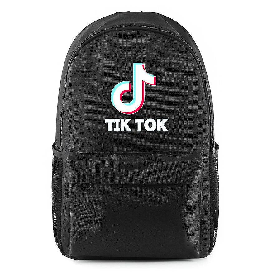Fekete TikTok Mintás Hátizsák - Trendi és Praktikus - BShopy