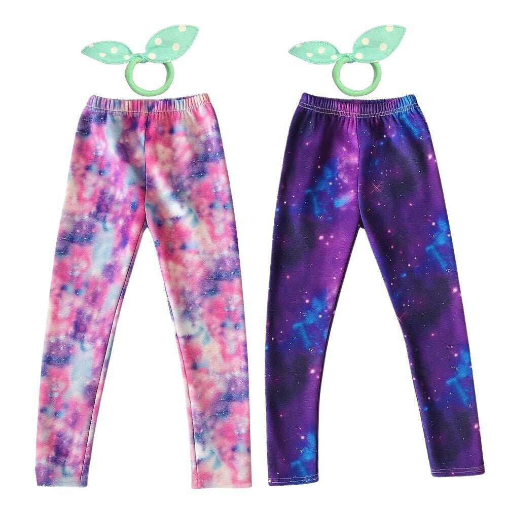 Galaxy Mintás Polárbéléses Téli Gyermek Leggings – 2 db Thermo Nadrág + 2 db Hajgumi (150) - BShopy