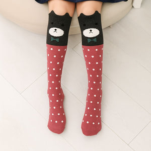 Gyerek Térdzokni Szett – 8db, Maci, Cica és Róka Mintával - BShopy