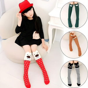 Gyerek Térdzokni Szett – 8db, Maci, Cica és Róka Mintával - BShopy