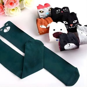 Gyerek Térdzokni Szett – 8db, Maci, Cica és Róka Mintával - BShopy