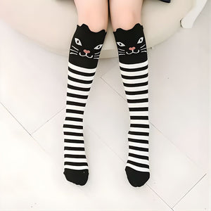 Gyerek Térdzokni Szett – 8db, Maci, Cica és Róka Mintával - BShopy