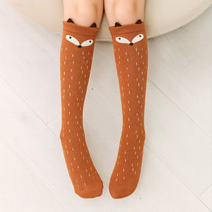 Gyerek Térdzokni Szett – 8db, Maci, Cica és Róka Mintával - BShopy