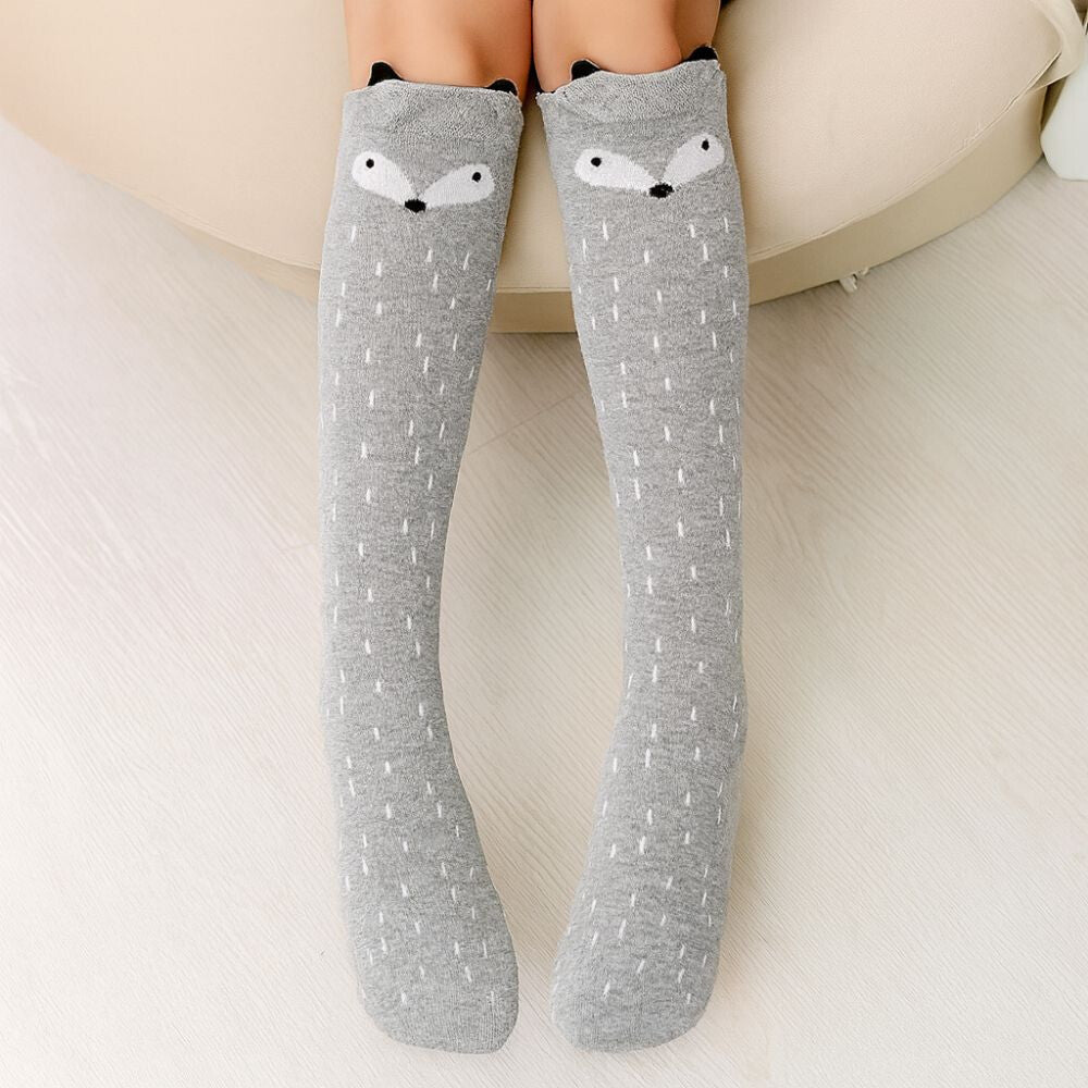 Gyerek Térdzokni Szett – 8db, Maci, Cica és Róka Mintával - BShopy