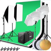 Hakutatz Set Profesional pentru Studio Foto – Iluminare de Studio și Sistem de Fundal – Lămpi Softbox cu Trepiede – Geantă de Protecție