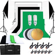 Hakutatz Set Profesional pentru Studio Foto – Iluminare de Studio, Sistem de Fundal, Softbox. Cu Trepied și Geantă de Transport