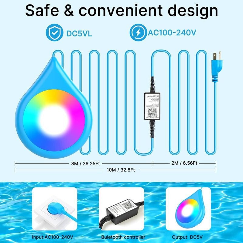 Intelligens Kék LED Medence Lámpa – Vízálló, Energiatakarékos - BShopy