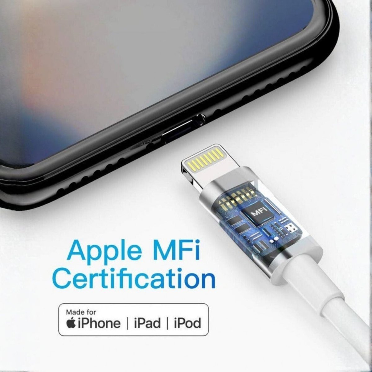 iPhone Töltő Szett (5 db) - Lightning Kábel és Adapter, Fehér - BShopy