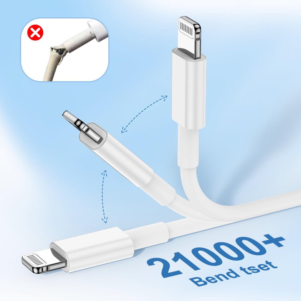 iPhone Töltő Szett (5 db) - Lightning Kábel és Adapter, Fehér - BShopy