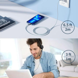 iPhone Töltőkábel 4 db - 1 m, Fonott Nylon, Fehér - Szürke, Lightning Kábel Szett - BShopy